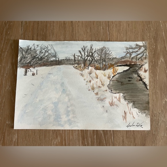 Snowy Path | Watercolor and Ink - Picture 3 of 3